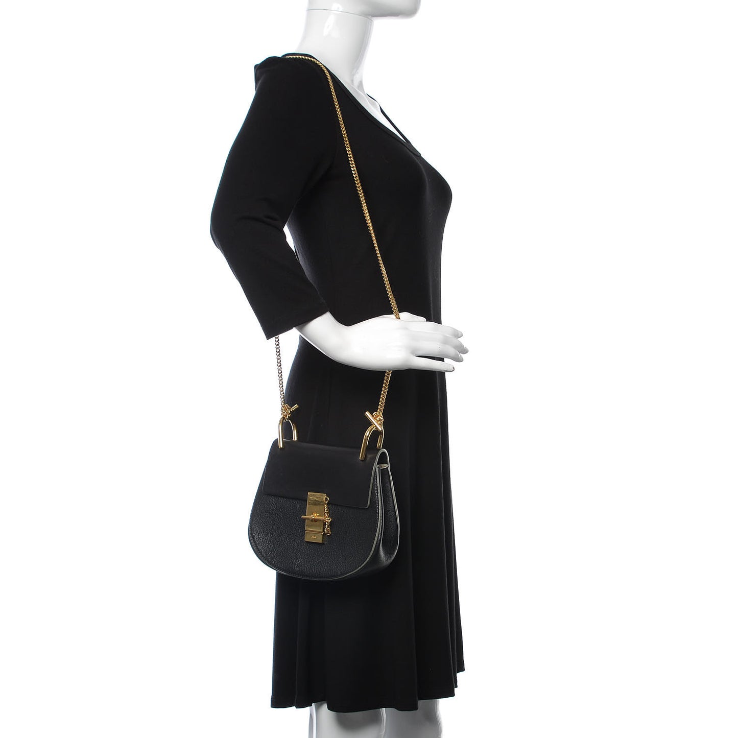 Grained Lambskin Mini Drew Shoulder Bag Black