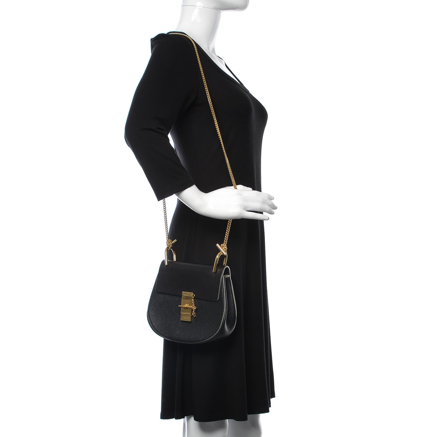 Chloe Grained Lambskin Mini Drew Shoulder Bag Black 2 of 8