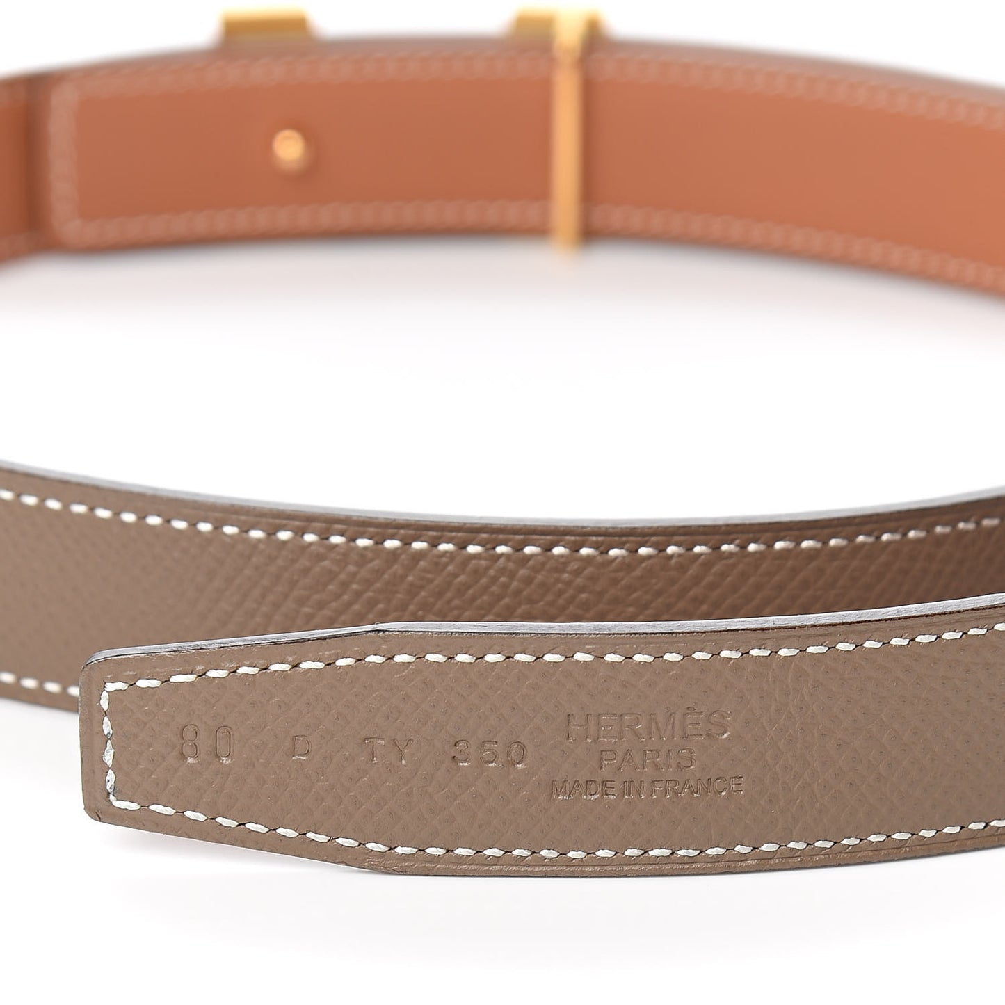 Swift Epsom 24mm Mini Constance H Belt 80 Gold Etoupe