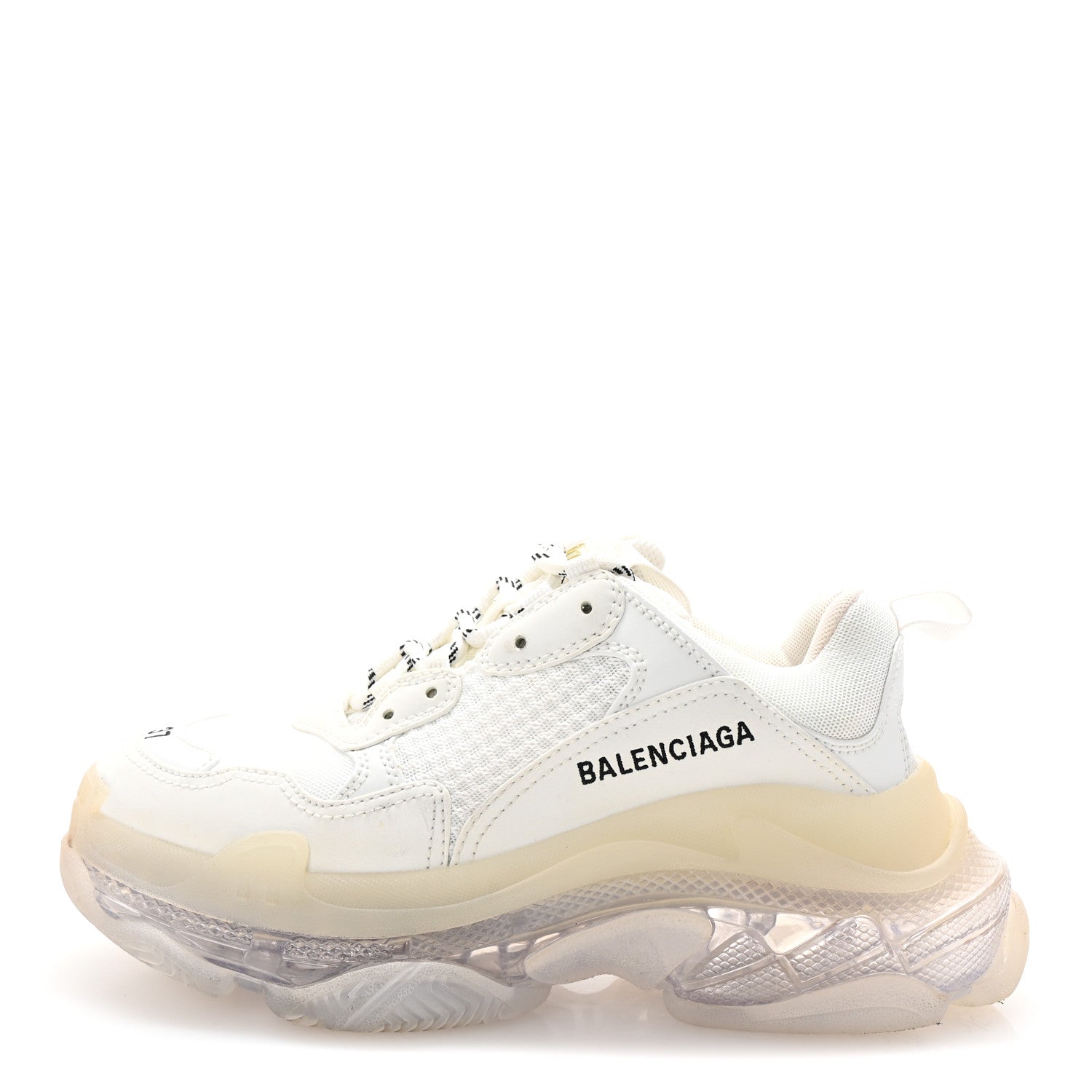 Balenciaga Fabric Mesh Clear Sole Womens Triple S Sneakers 37 White 1 of 18