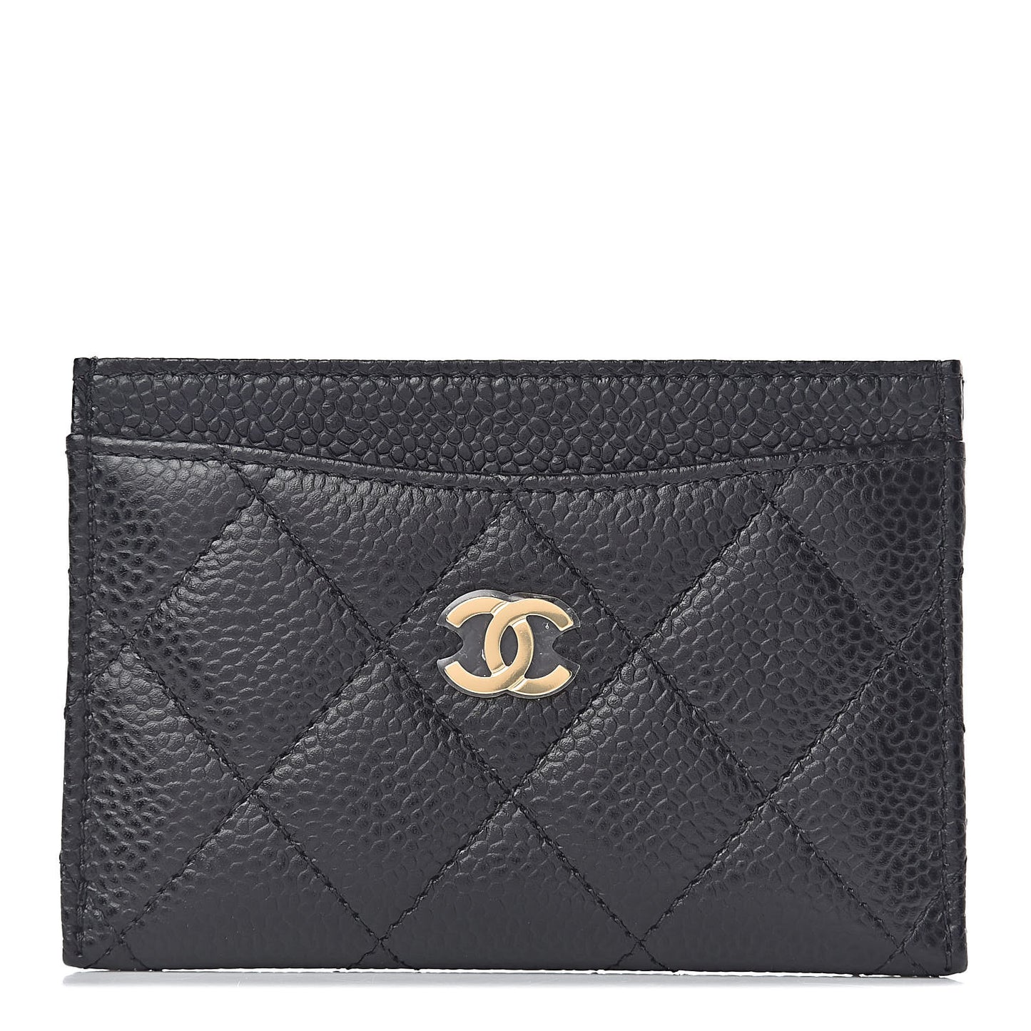 Caviar Quilted Card Holder Black