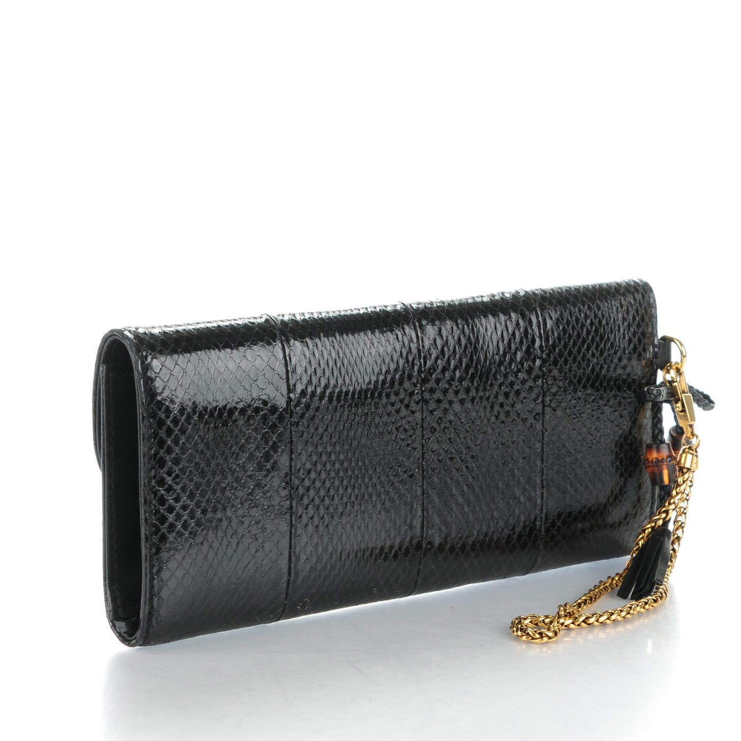 Python Bamboo Wristlet Clutch Black