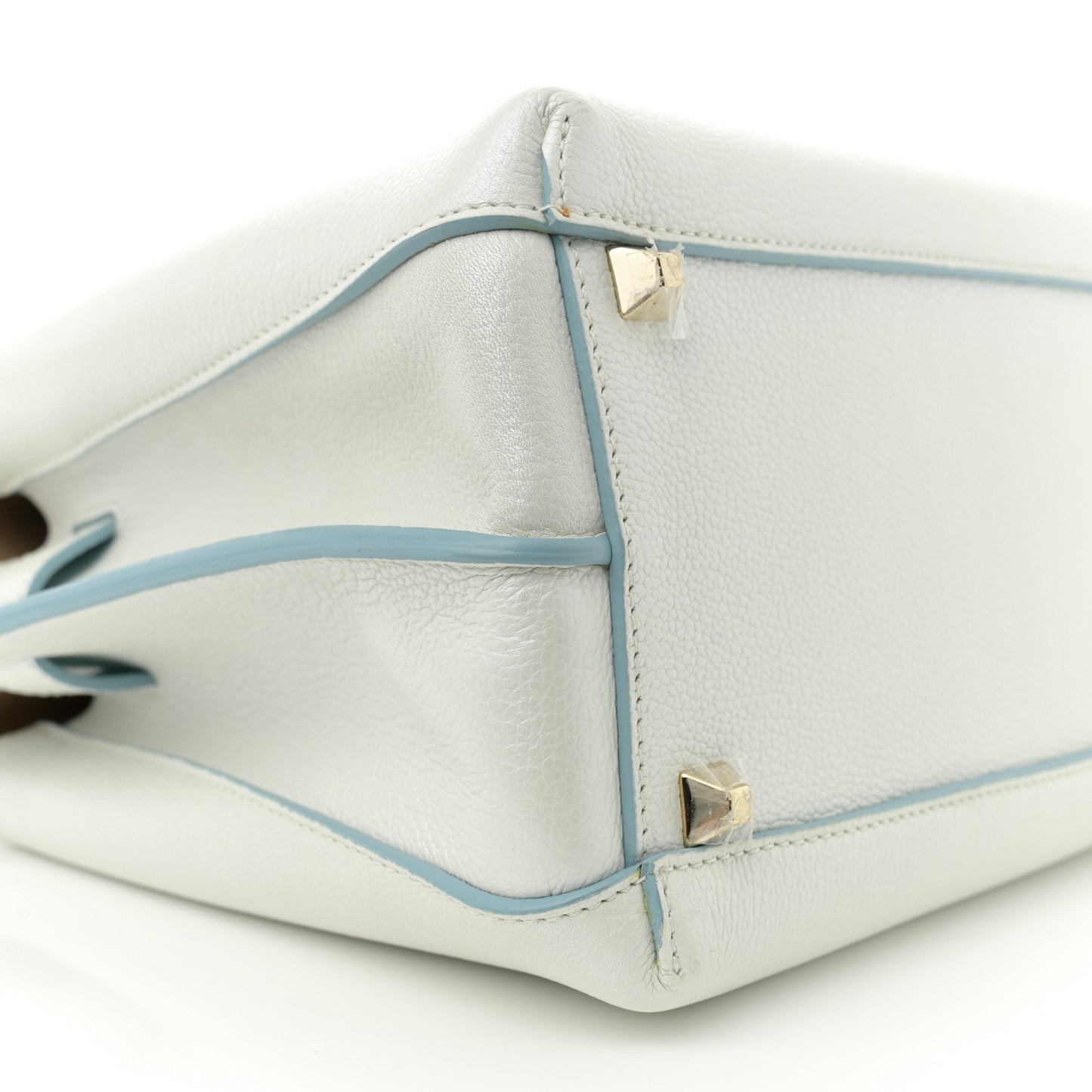 Grained Calfskin Medium Milla Tote White Flake
