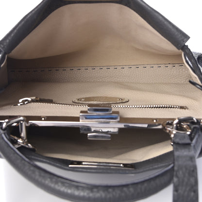 Fendi Cuoio Romano Selleria Bi-Color Medium Peekaboo Iconic Satchel Asfalto Latte 7 of 14