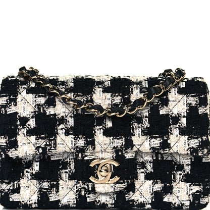Chanel Tweed Quilted Mini Rectangular Flap Black Ecru White 8 of 12