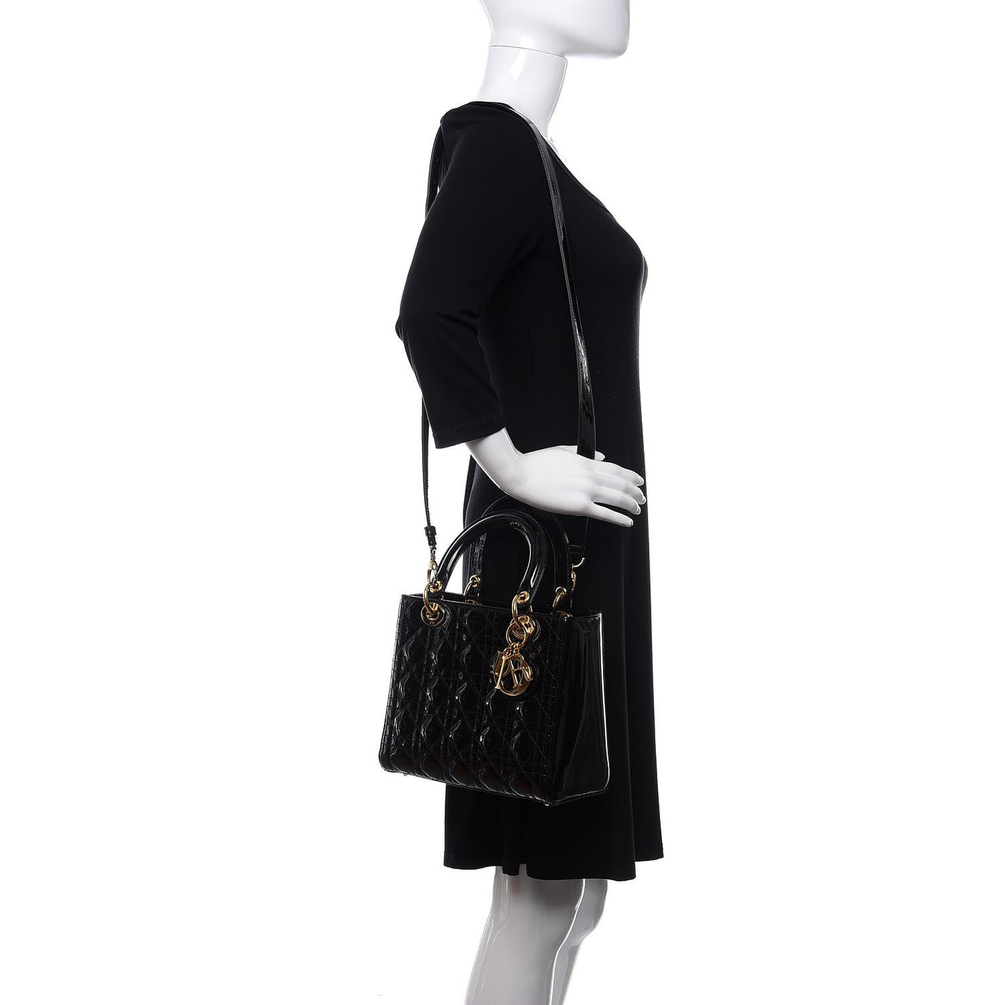 Patent Cannage Medium Lady Dior Black