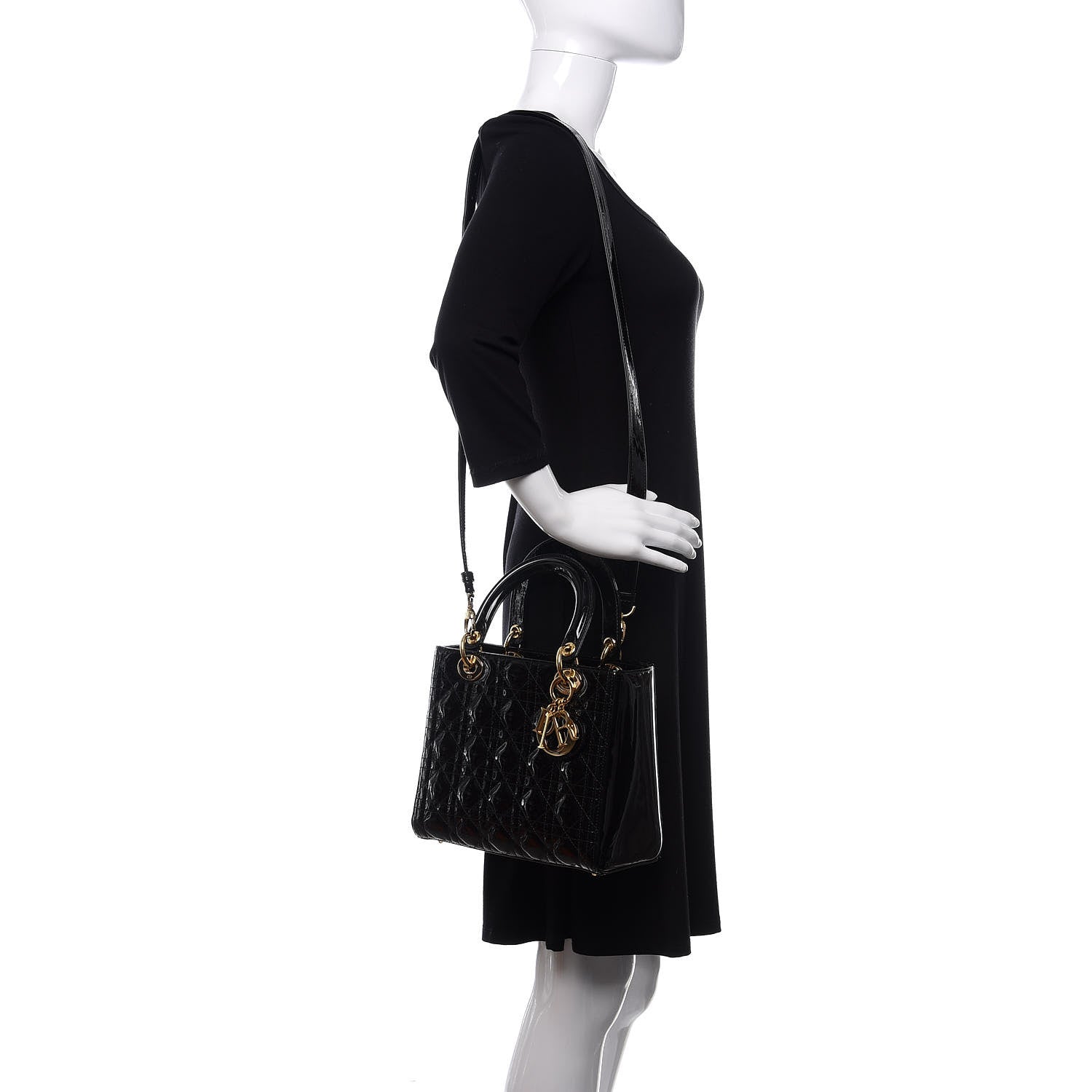 Christian Dior Patent Cannage Medium Lady Dior Black 2 of 12