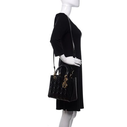 Christian Dior Patent Cannage Medium Lady Dior Black 2 of 12