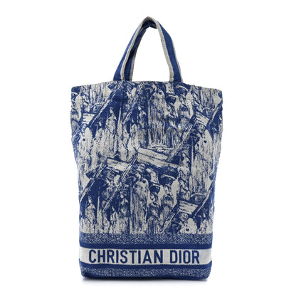 Christian Dior Canvas Print Cruise Tote Ivory Blue 1 of 8