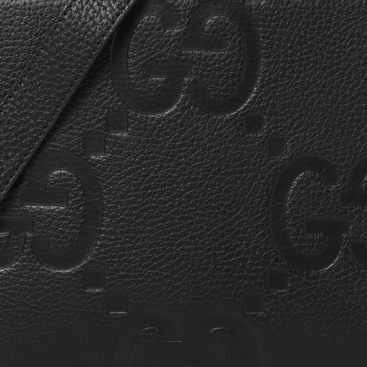 Gucci Monogram Jumbo GG Textured Dollar Calfskin Crossbody Bag Black 7 of 9
