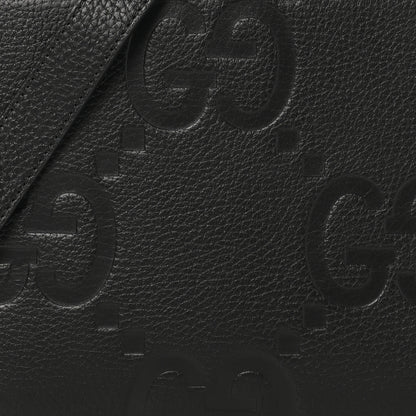 Gucci Monogram Jumbo GG Textured Dollar Calfskin Crossbody Bag Black 7 of 9