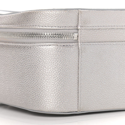 Chanel Metallic Caviar Quilted Large CC Filigree Vanity Case Silver 14 of 23