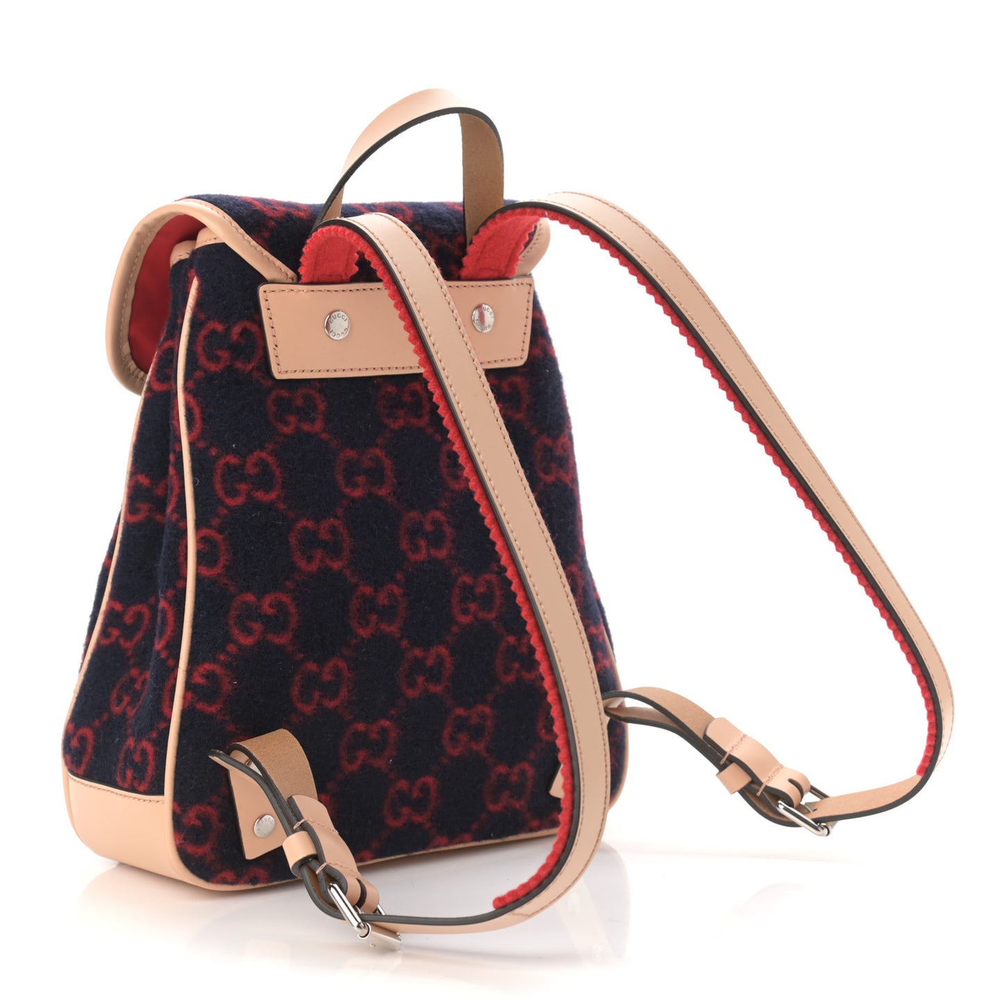 Wool GG Monogram Children's GG Backpack Blue Red
