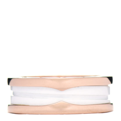 Bulgari 18K Rose Gold White Ceramic B.Zero1 Two-Band Ring 60 9 1 of 5