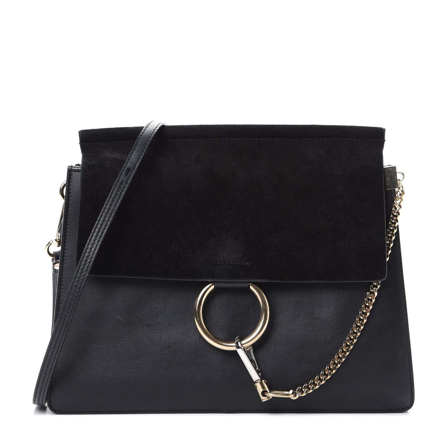 Chloe Suede Calfskin Medium Faye Shoulder Bag Black 1 of 14