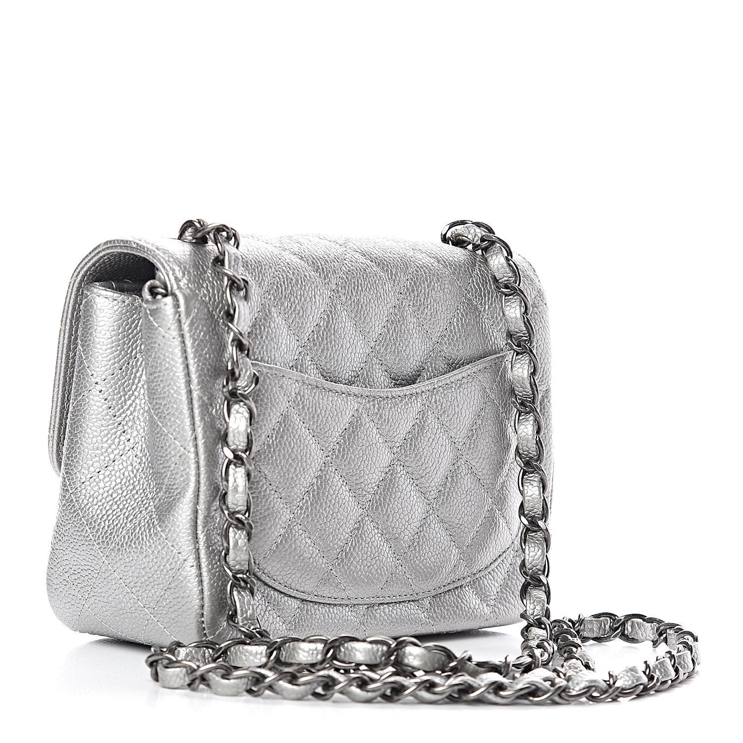 Chanel Metallic Caviar Quilted Mini Square Flap Silver 3 of 11