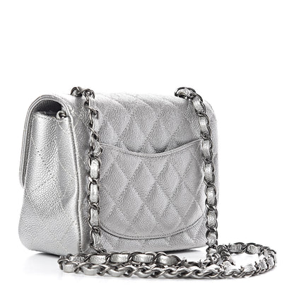 Chanel Metallic Caviar Quilted Mini Square Flap Silver 3 of 11