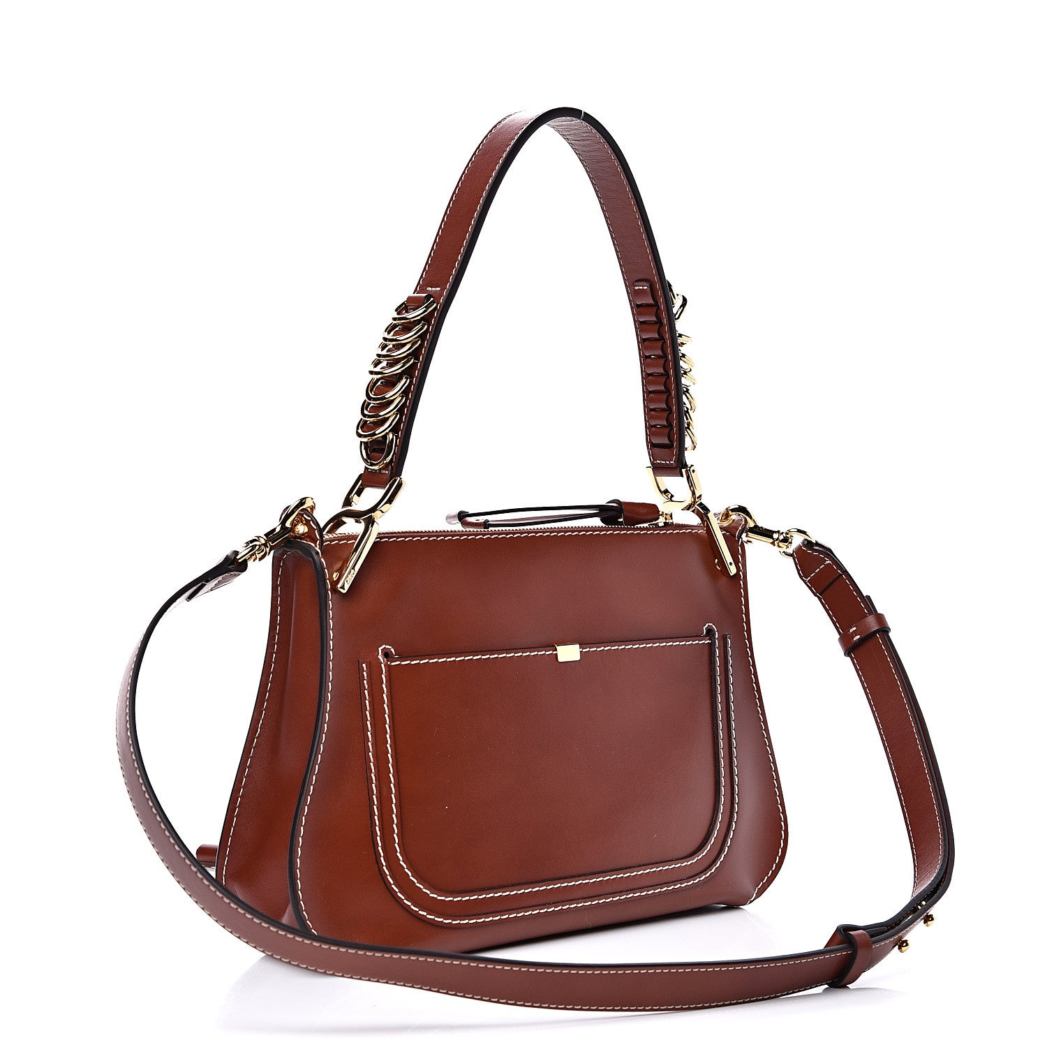 Chloe Calfskin Medium Marcie Saddle Shoulder Bag Sepia 2 of 9