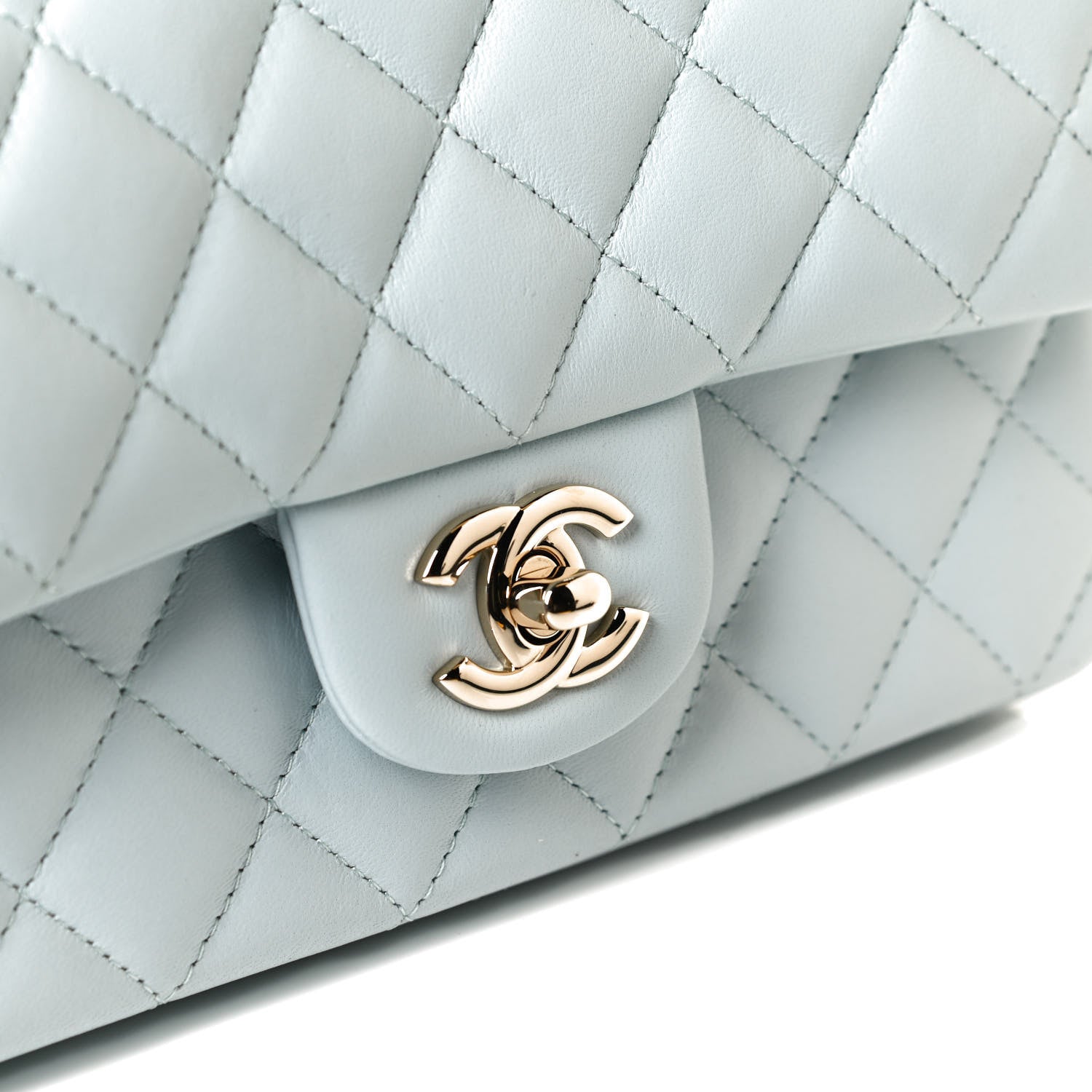 Chanel Lambskin Quilted Mini Top Handle Rectangular Flap Light Blue 12 of 14