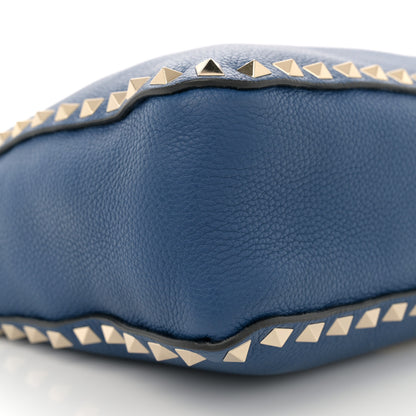 Valentino Garavani Pebbled Calfskin Small Rockstud Flip-Lock Messenger Bag Blu Delft 8 of 9