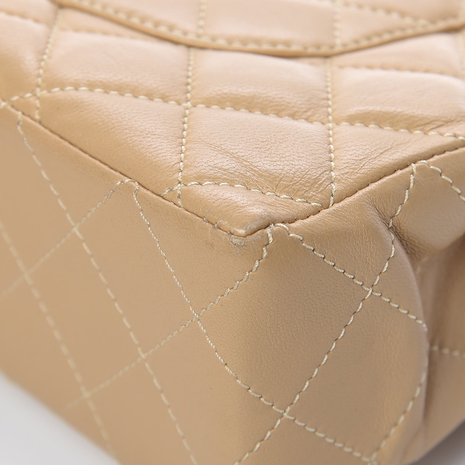 Chanel Lambskin Quilted Medium Double Flap Beige 13 of 15