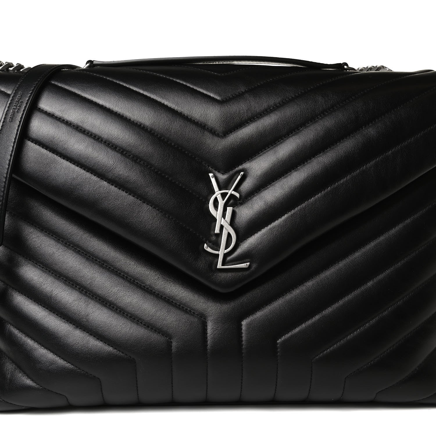 Saint Laurent Calfskin Y Quilted Monogram Large Loulou Chain Satchel Black 7 of 13