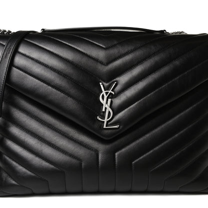 Saint Laurent Calfskin Y Quilted Monogram Large Loulou Chain Satchel Black 7 of 13