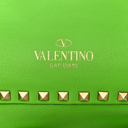 Valentino Garavani Vitello Medium Rockstud Tote Green Fluo 17 of 18