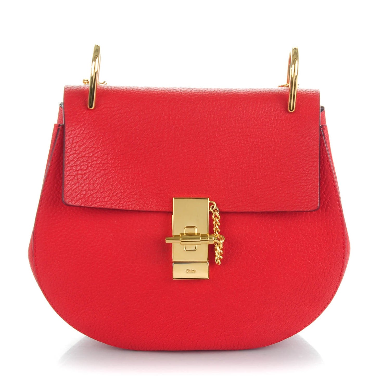 Grained Lambskin Medium Drew Shoulder Bag Plaid Red