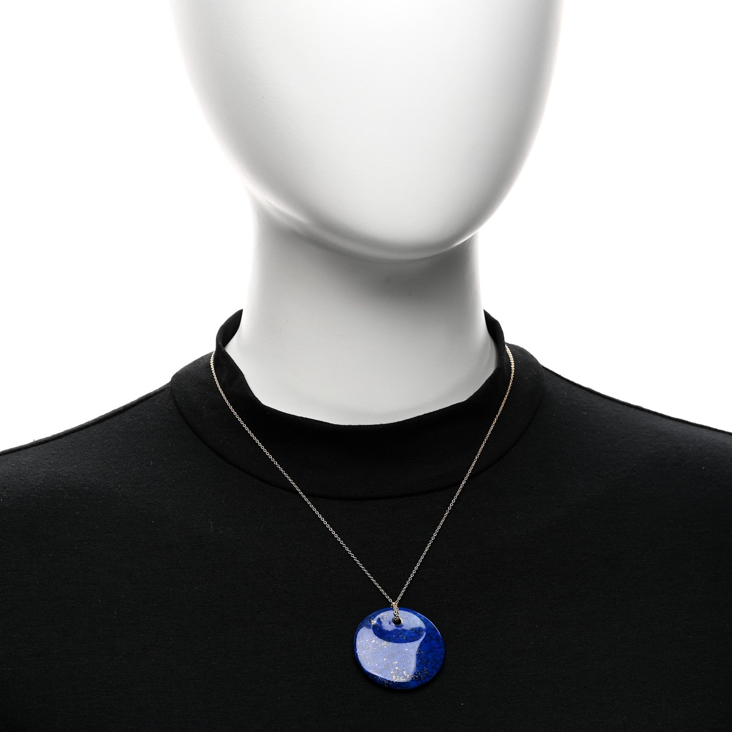Tiffany 18K Yellow Gold Lapis Lazuli Elsa Peretti Round Pendant Necklace 2 of 4