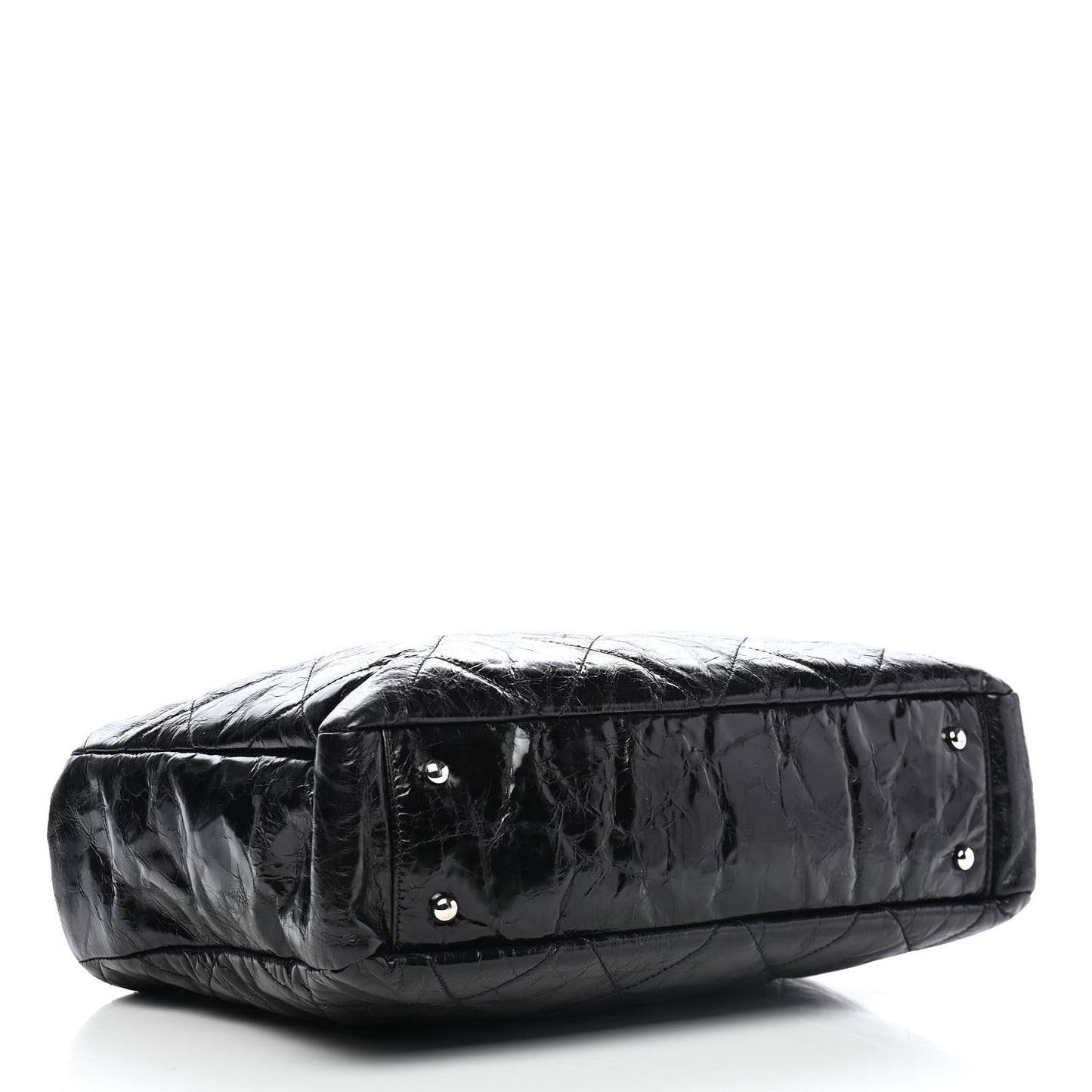 Glazed Calfskin Quilted Tweed Portobello Tote Black Red