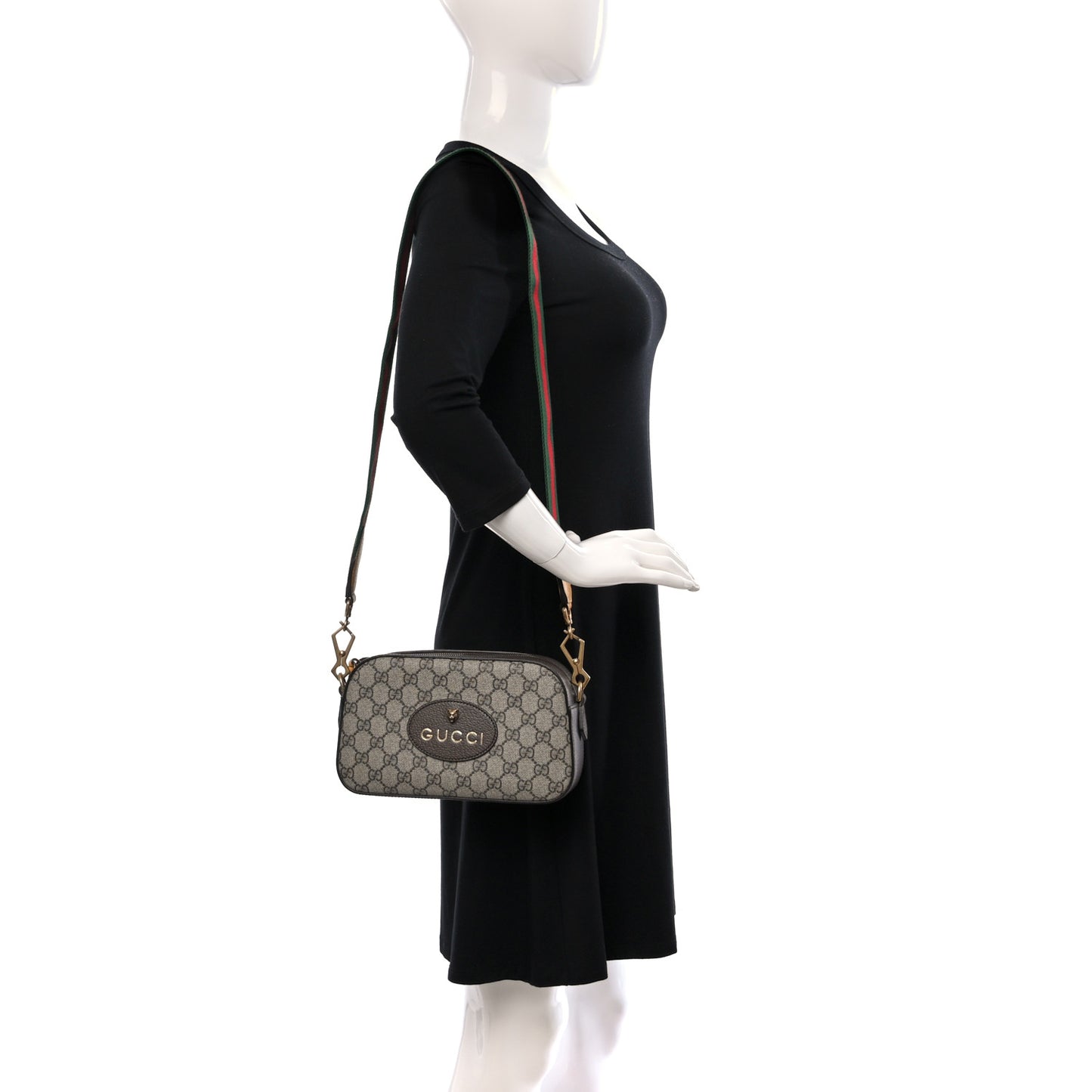 GG Supreme Monogram Web Neo Vintage Shoulder Bag Beige New Acero Crop