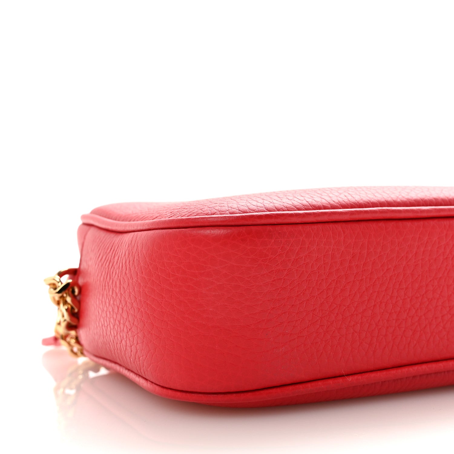 Burberry Calfskin Monogram Embossed Elongated Camera Bag Red