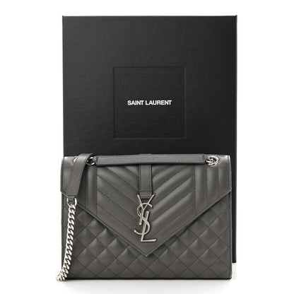 Saint Laurent Grain De Poudre Textured Mixed Matelasse Medium Triquilt Monogram Satchel Earth 11 of 11