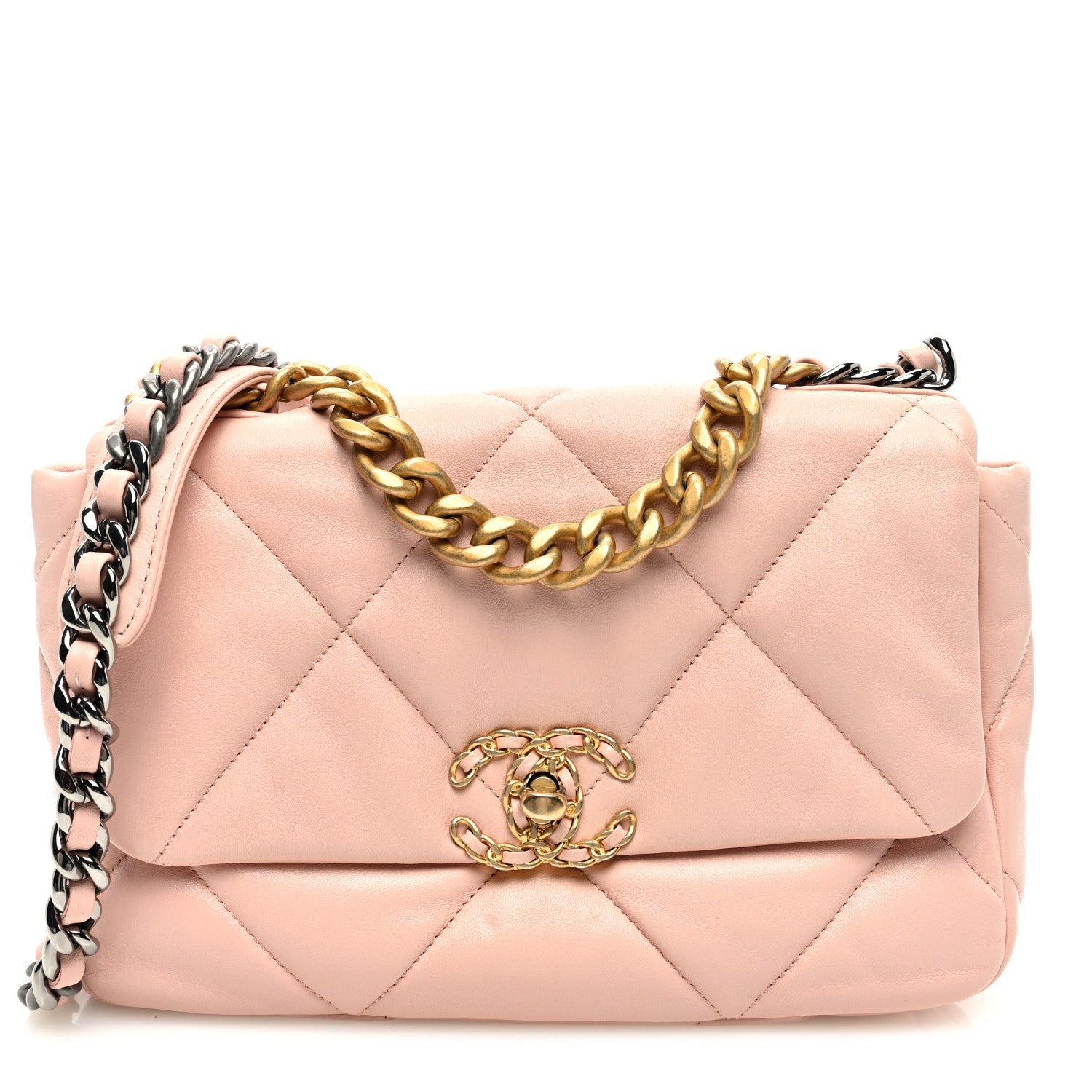 Chanel Goatskin Quilted Medium Chanel 19 Flap Light Pink 1 of 10