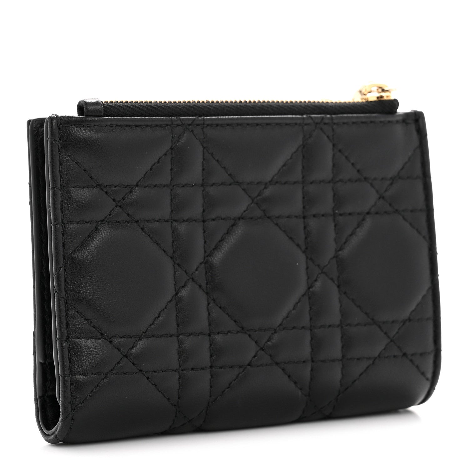 Christian Dior Lambskin Cannage Lady Dior Dahlia Wallet Black