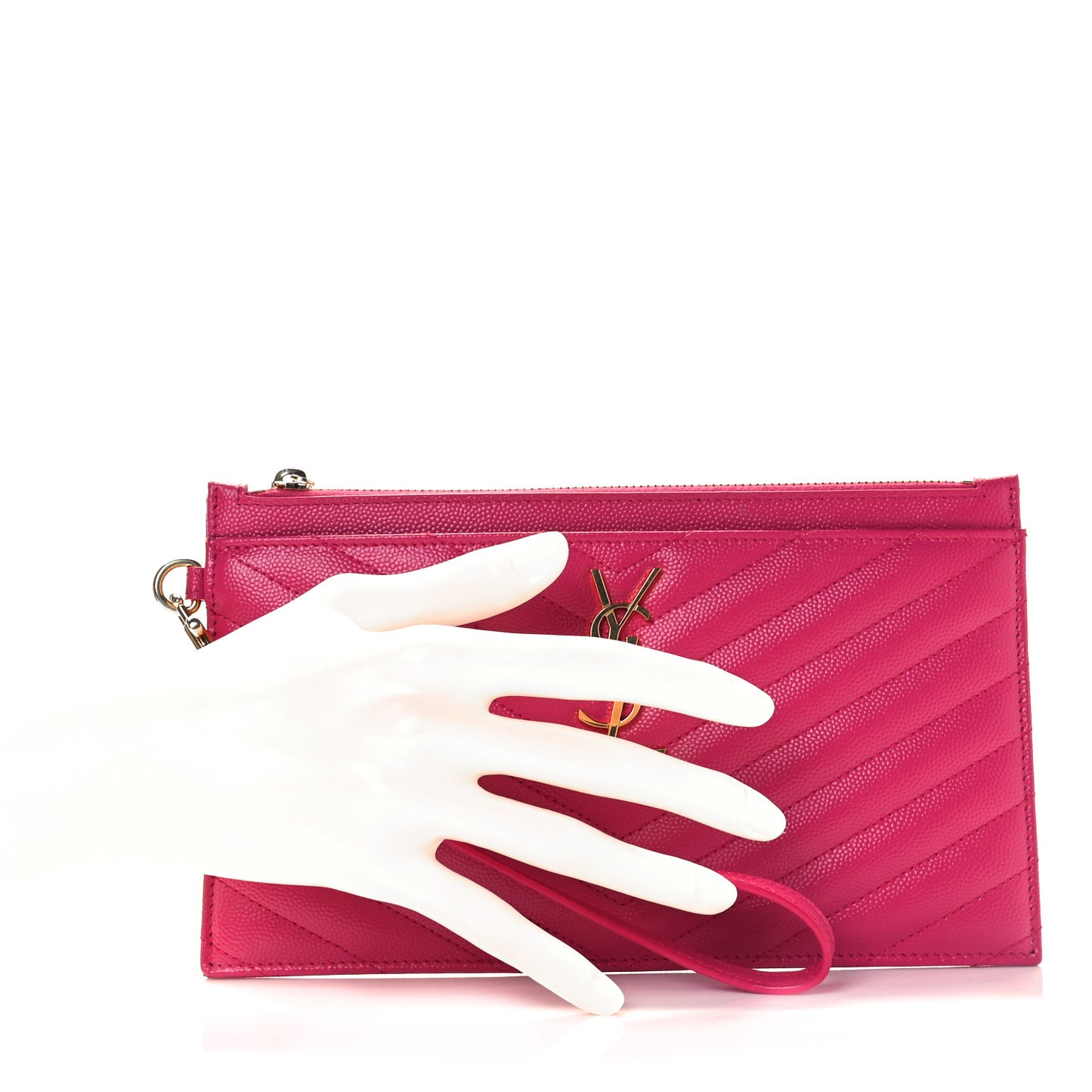 Grain De Poudre Chevron Monogram Large Bill Pouch Bright Pink