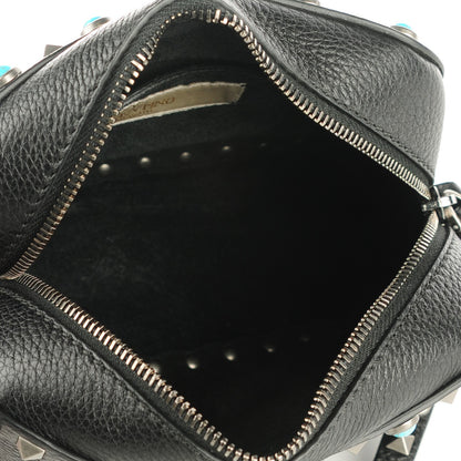 Valentino Garavani Grained Calfskin Turquoise Rockstud Rolling Camera Crossbody Bag Black 5 of 7
