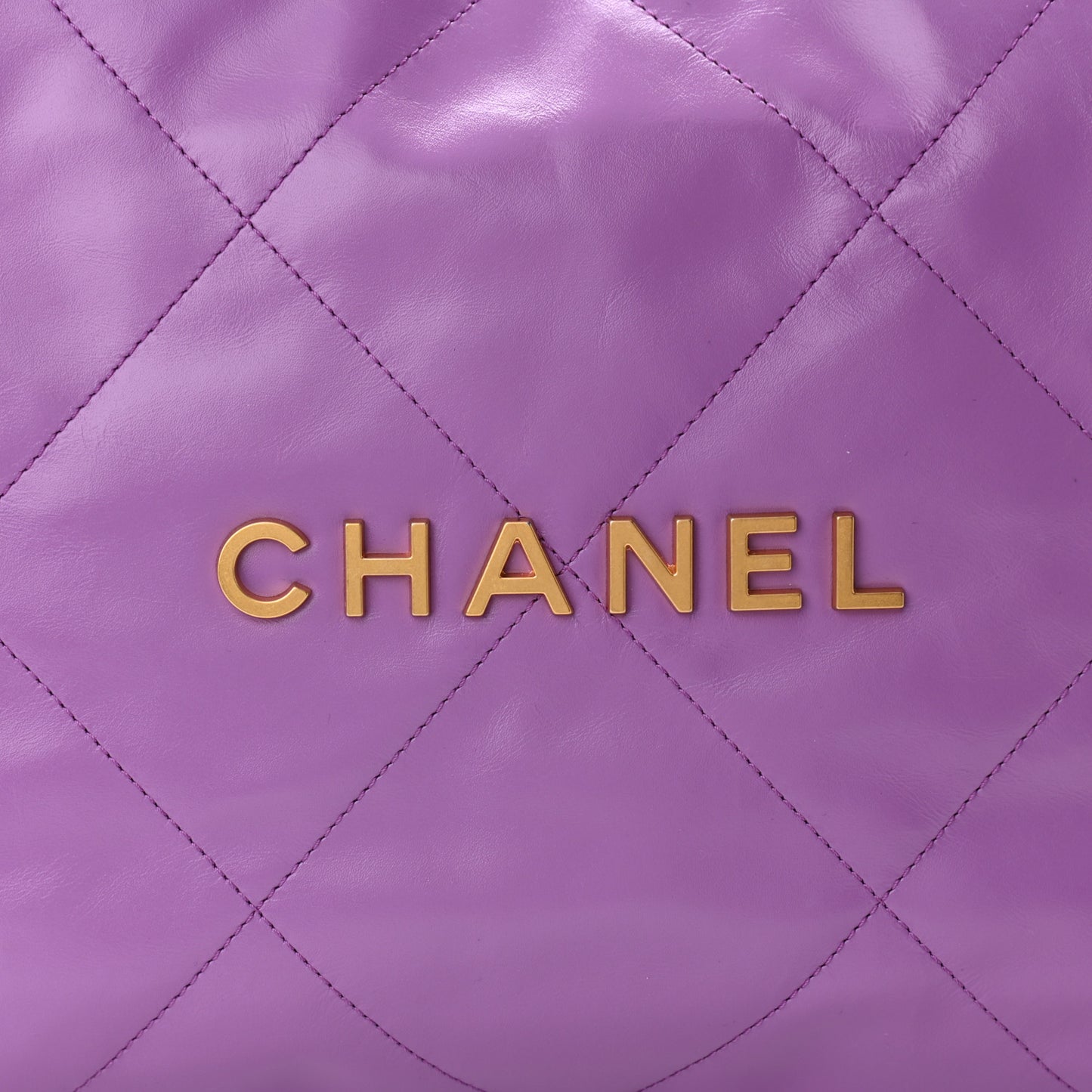 Shiny Calfskin Quilted Small Chanel 22 Purple