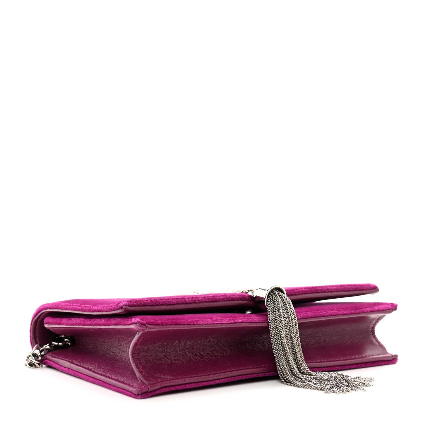 Velvet Crystal Monogram Kate Tassel Chain Wallet