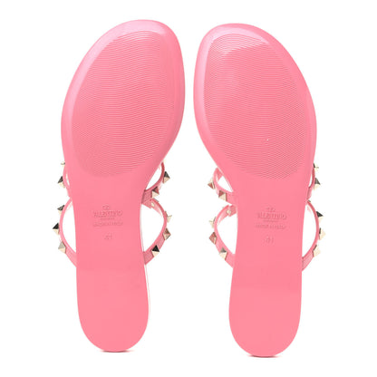 Valentino Garavani PVC Jelly Rockstud Caged Flat Thong Sandals 41 Sweet Pink 4 of 5