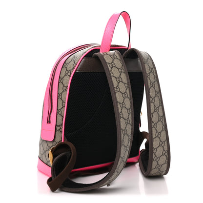 Gucci GG Supreme Monogram Textured Dollar Calfskin Web Small Ophidia Day Backpack Beige Ebony Fluorescent Fuchsia 3 of 11