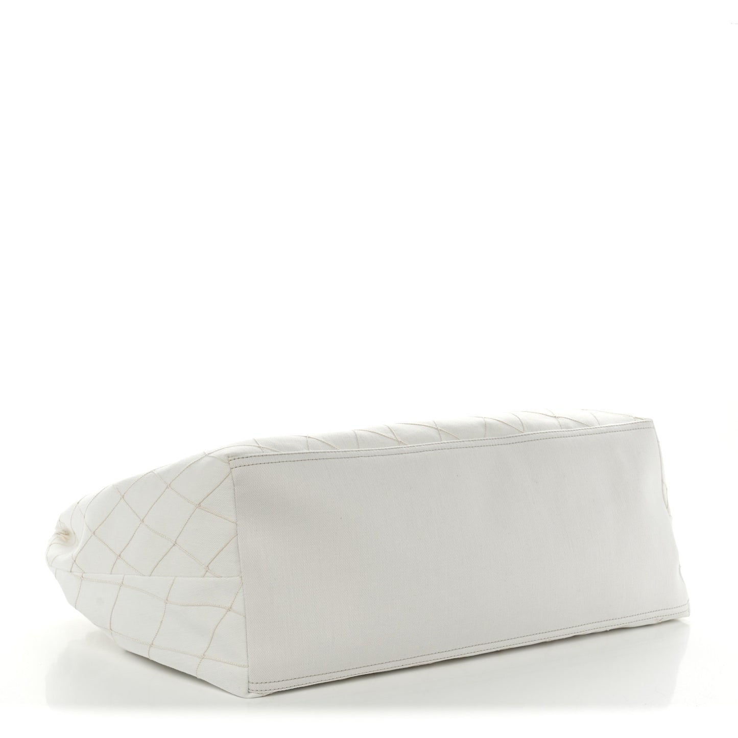 Denim Calfskin Quilted Coco Beach Small Shopping Tote White Black
