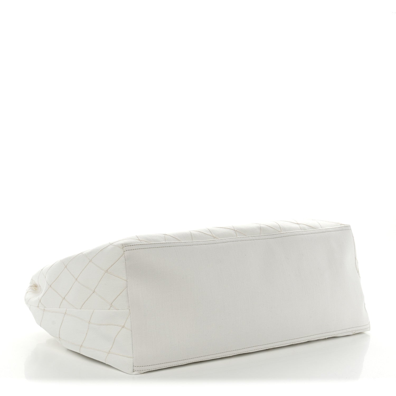 Chanel Denim Calfskin Quilted Coco Beach Small Shopping Tote White Black 5 of 11