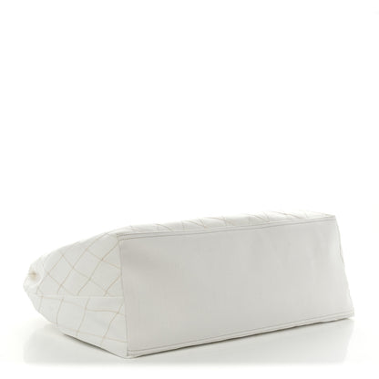 Chanel Denim Calfskin Quilted Coco Beach Small Shopping Tote White Black 5 of 11