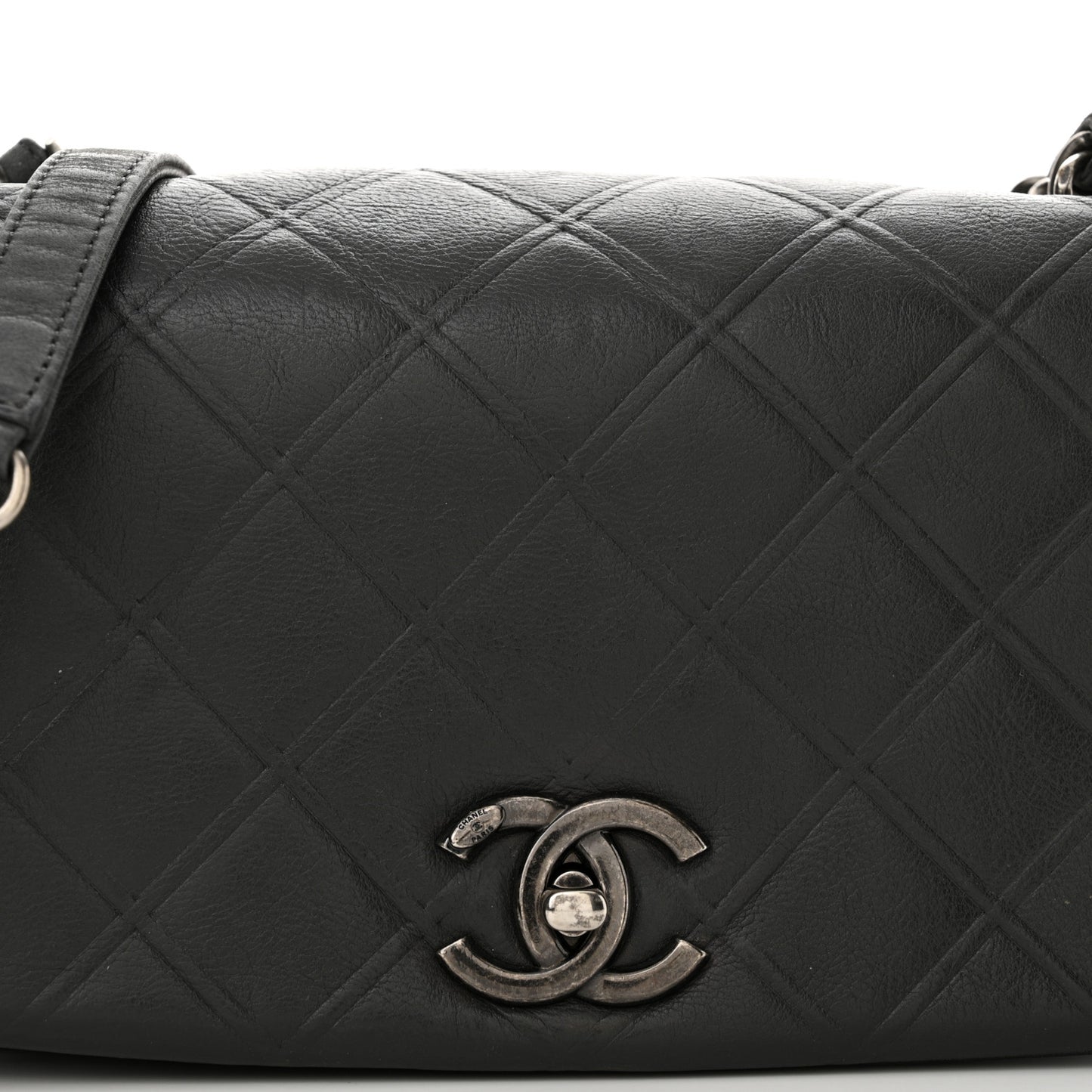 Calfskin Diamond Embossed New Chic Flap Grey
