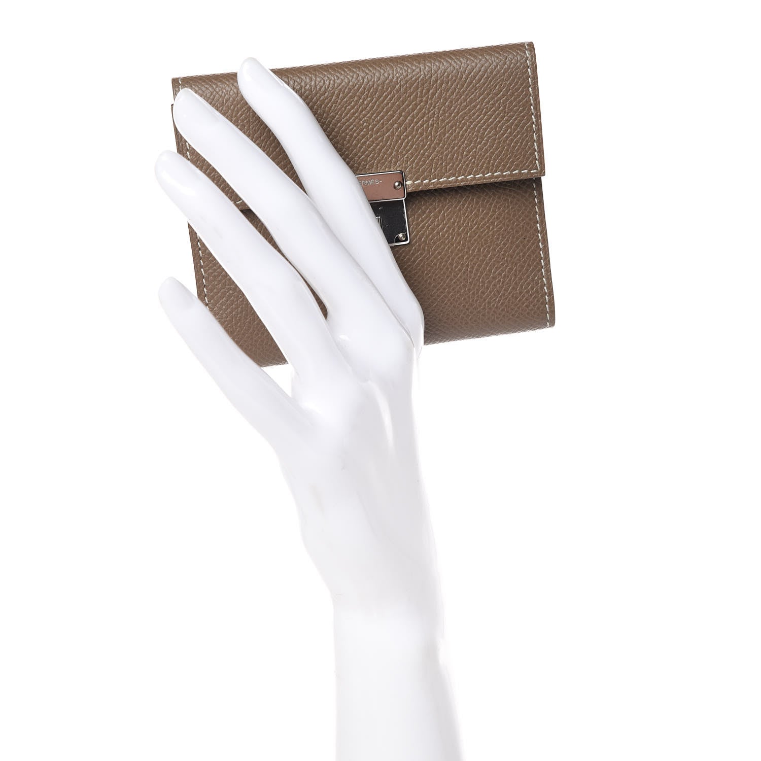 Hermes Epsom Clic Mini Card Holder Etoupe 2 of 8