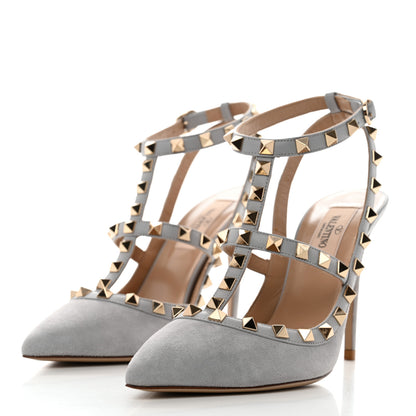 Valentino Garavani Suede Nappa Rockstud Ankle Strap 100mm Pumps 36.5 Pastel 3 of 9