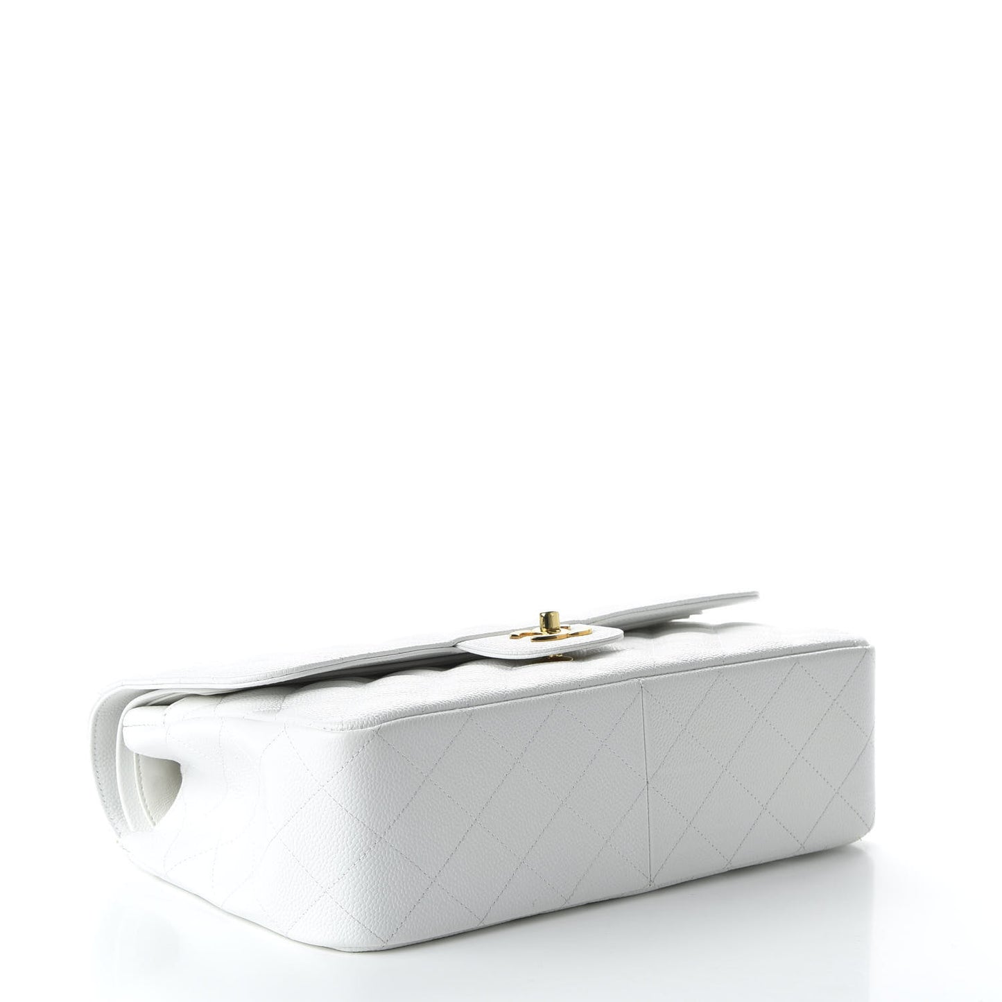 Caviar Quilted Jumbo Double Flap White