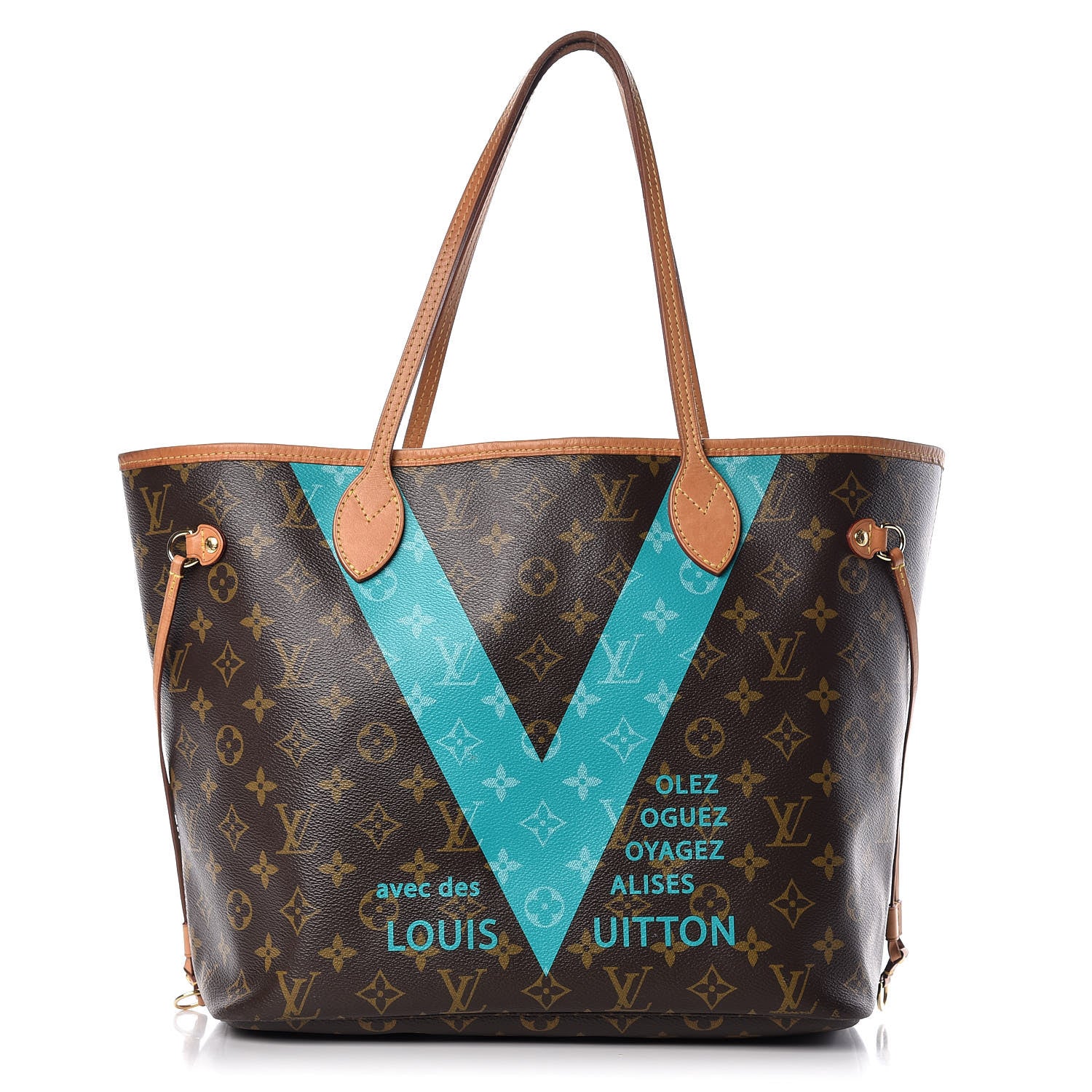 Louis Vuitton Monogram V Neverfull MM Turquoise 1 of 10